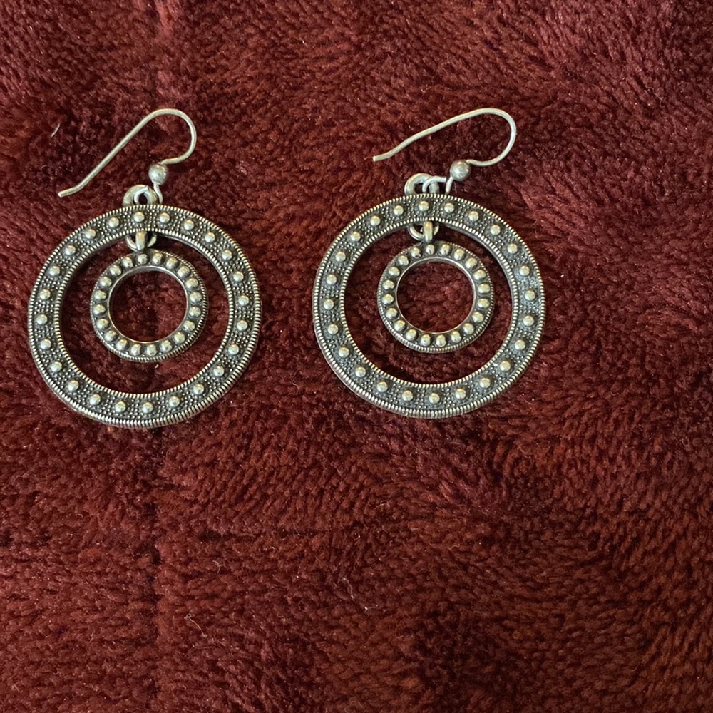 Sterling Silver Marcasite Hoops View 2